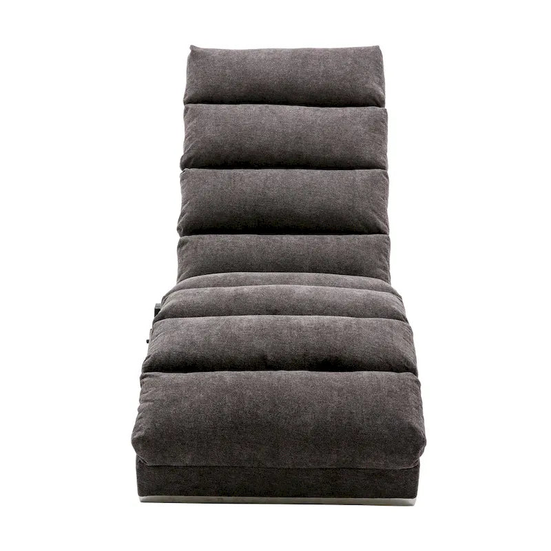 Chaise longue en lin avec dossier inclinable à 140° et poche latérale, 1 place, 11 coloris