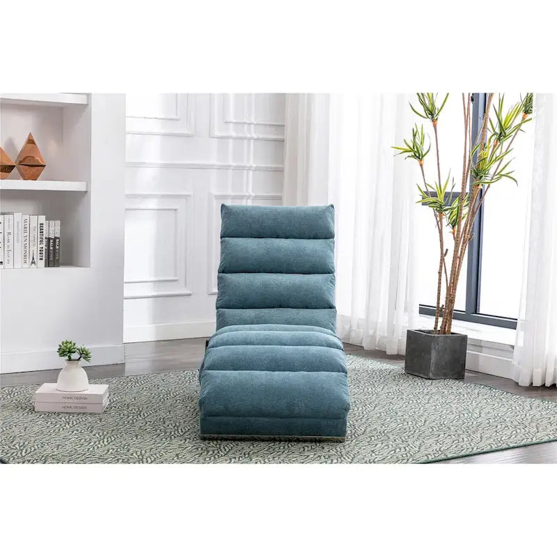 Chaise longue en lin avec dossier inclinable à 140° et poche latérale, 1 place, 11 coloris