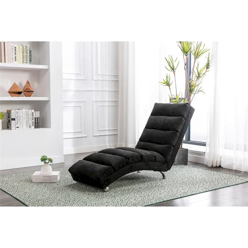 Chaise longue en lin avec dossier inclinable à 140° et poche latérale, 1 place, 11 coloris