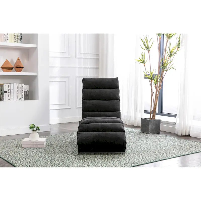 Chaise longue en lin avec dossier inclinable à 140° et poche latérale, 1 place, 11 coloris