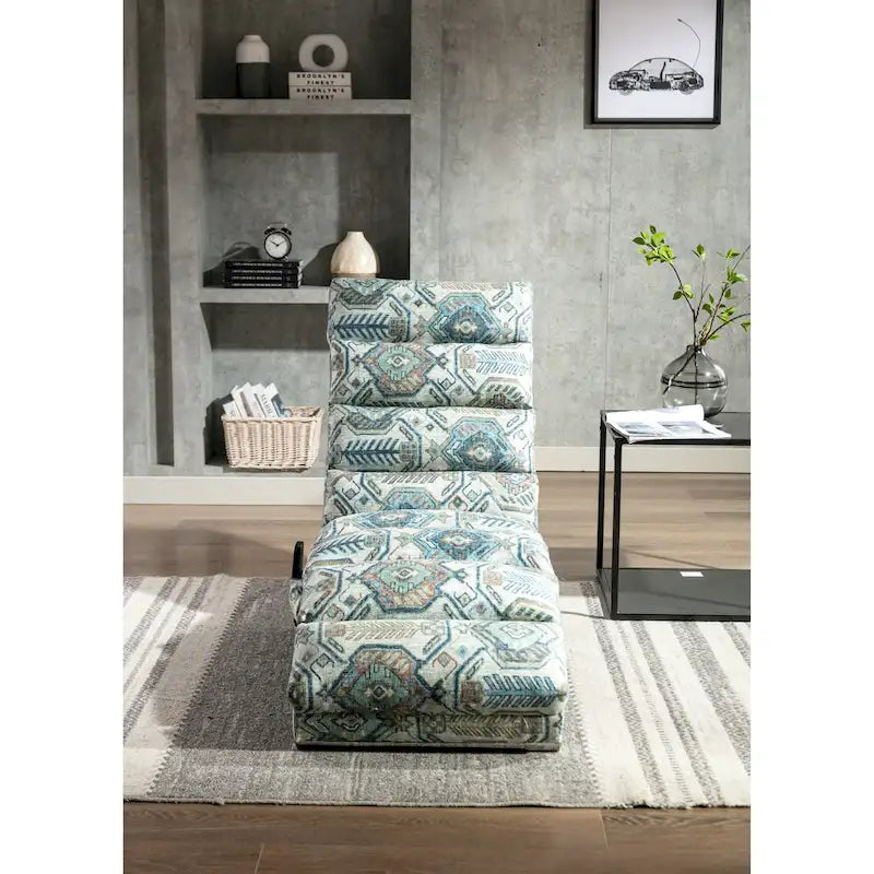 Chaise longue en lin avec dossier inclinable à 140° et poche latérale, 1 place, 11 coloris
