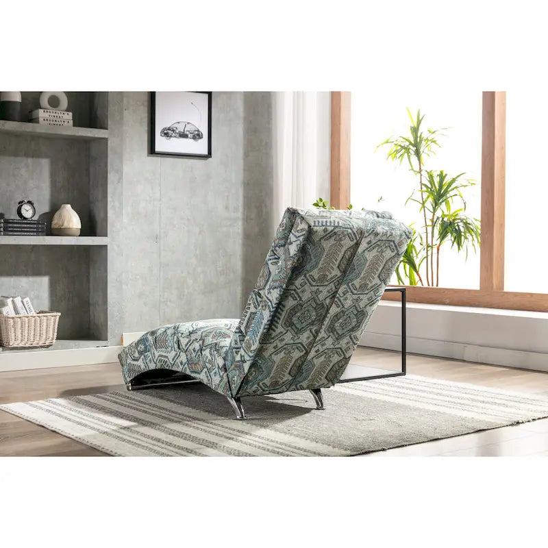 Chaise longue en lin avec dossier inclinable à 140° et poche latérale, 1 place, 11 coloris