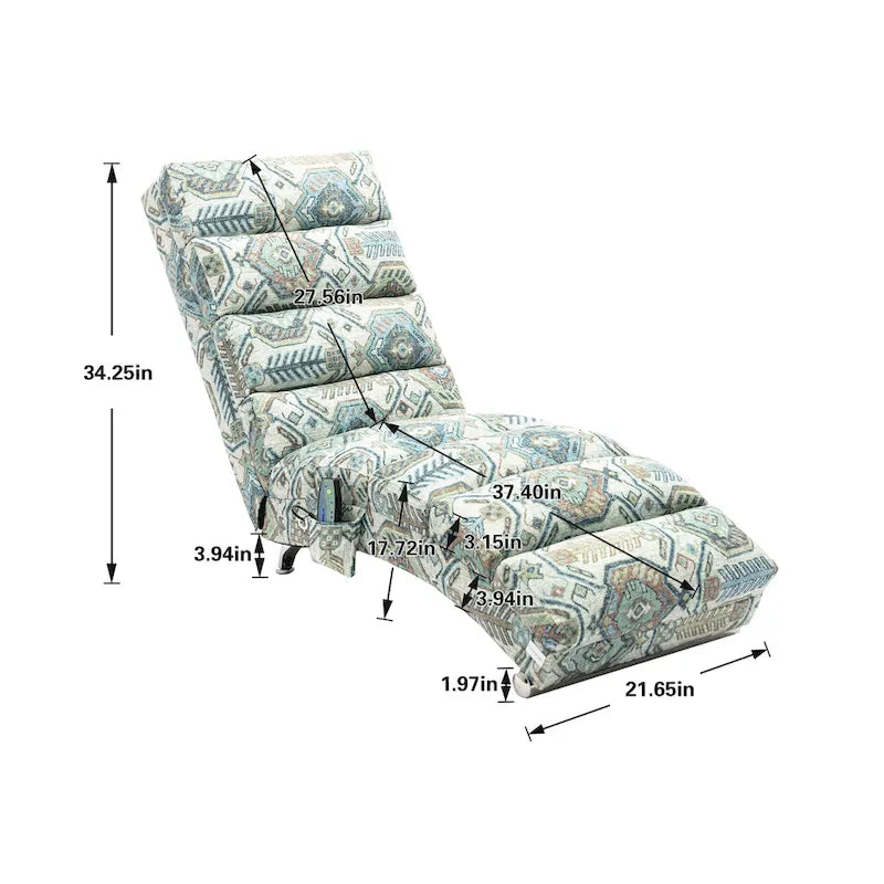 Chaise longue en lin avec dossier inclinable à 140° et poche latérale, 1 place, 11 coloris