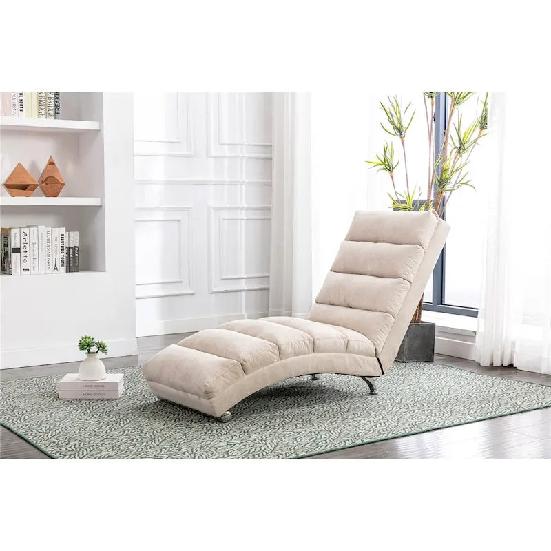 Chaise longue en lin avec dossier inclinable à 140° et poche latérale, 1 place, 11 coloris