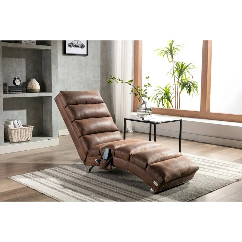 Chaise longue en lin avec dossier inclinable à 140° et poche latérale, 1 place, 11 coloris