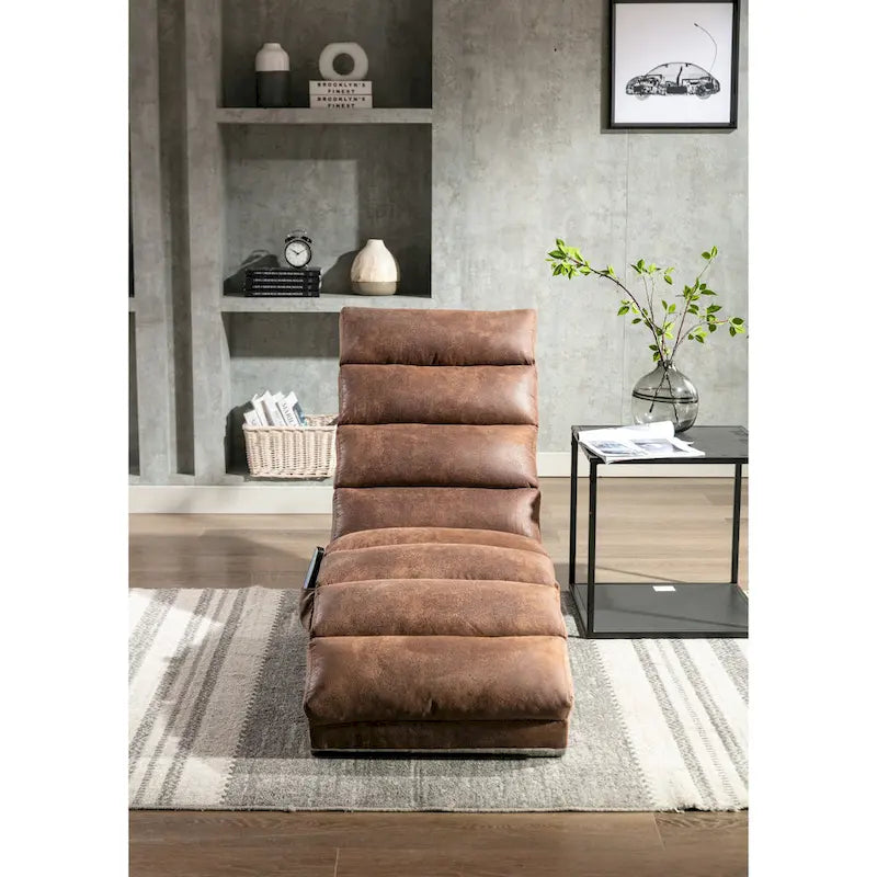 Chaise longue en lin avec dossier inclinable à 140° et poche latérale, 1 place, 11 coloris