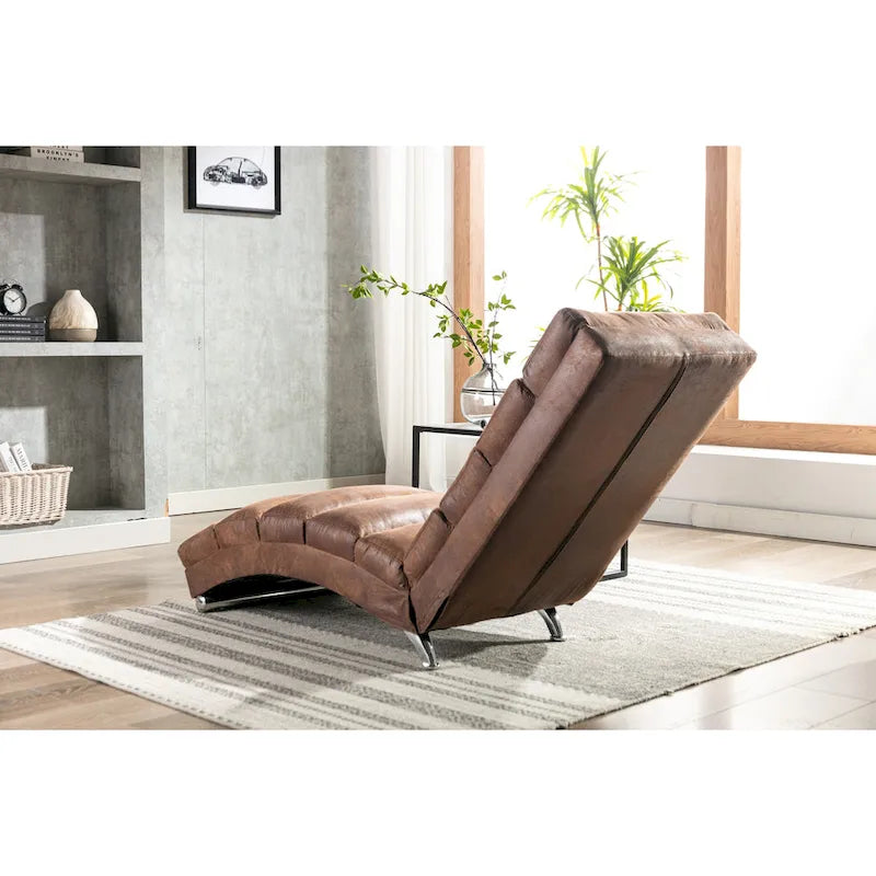 Chaise longue en lin avec dossier inclinable à 140° et poche latérale, 1 place, 11 coloris
