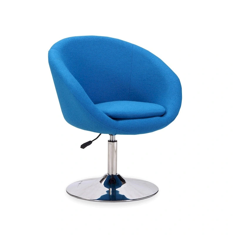 Fauteuil pivotant avec réglage hydraulique de la hauteur et base chromée, 1 place, 5 couleurs