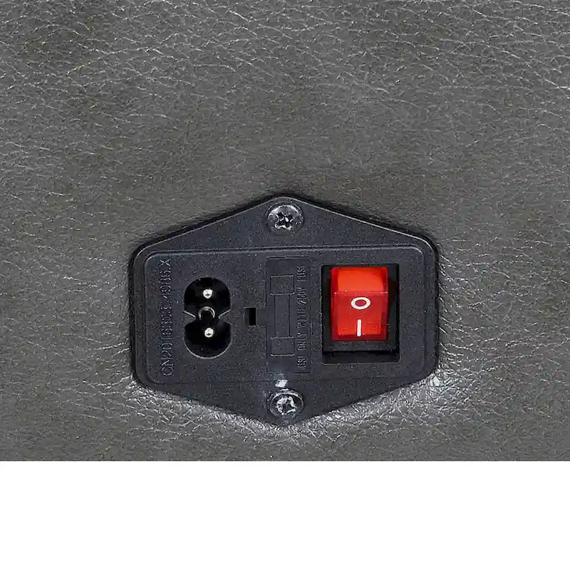 Causeuse inclinable électrique gris ardoise/brun caramel en cuir pleine fleur avec console centrale et chargement USB, 2 places