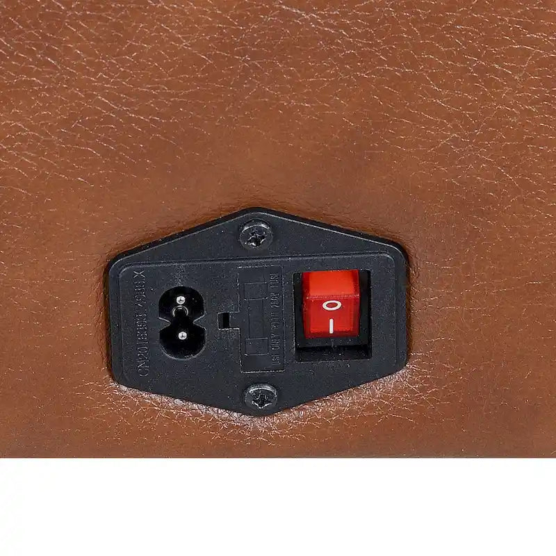Causeuse inclinable électrique gris ardoise/brun caramel en cuir pleine fleur avec console centrale et chargement USB, 2 places