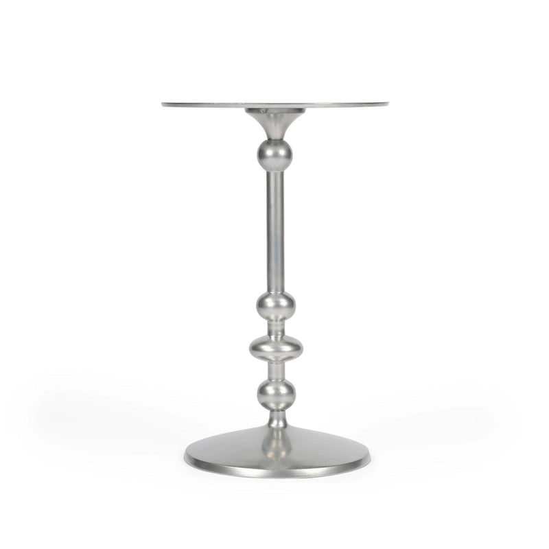 Table d'appoint ronde en aluminium argent/bronze/noir avec piédestal au fini vieilli