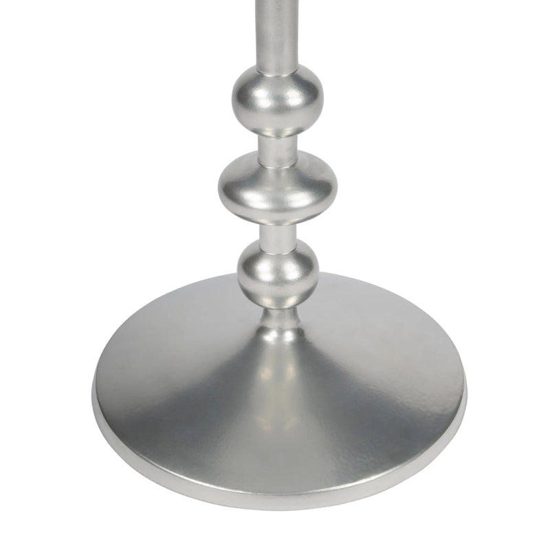 Table d'appoint ronde en aluminium argent/bronze/noir avec piédestal au fini vieilli