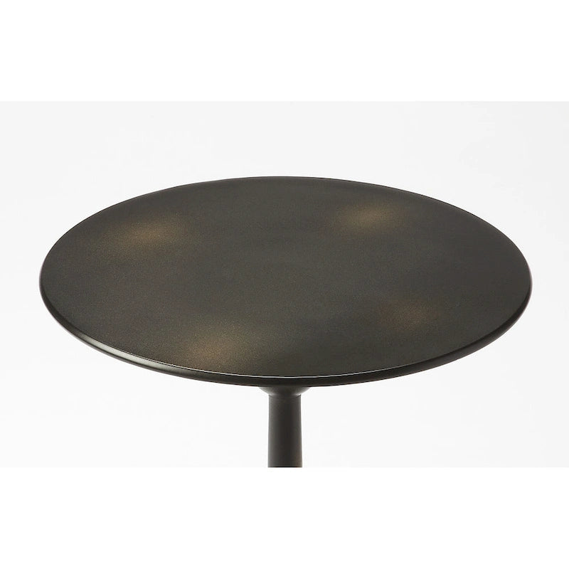 Table d'appoint ronde en aluminium argent/bronze/noir avec piédestal au fini vieilli