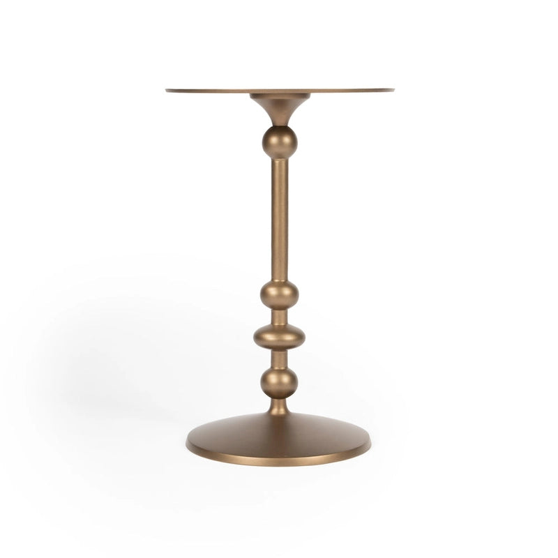 Table d'appoint ronde en aluminium argent/bronze/noir avec piédestal au fini vieilli