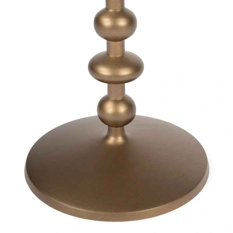 Table d'appoint ronde en aluminium argent/bronze/noir avec piédestal au fini vieilli