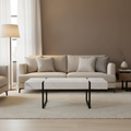 Table basse rectangulaire en faux marbre blanc et métal, 109 cm