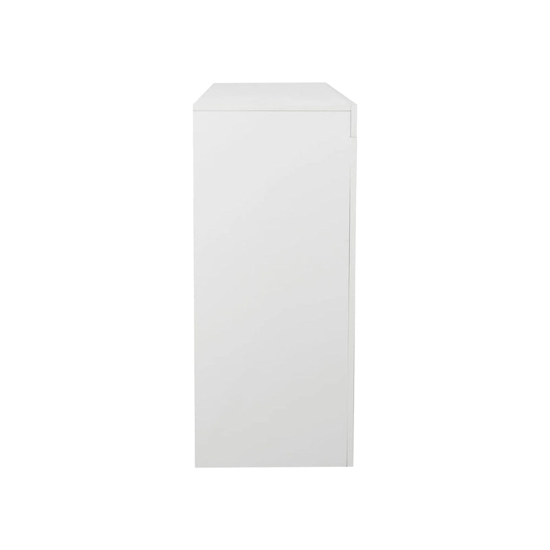 Buffet/Meuble de rangement laqué brillant Blanc/Blanc+Gris/Noir avec 3 portes, casier ouvert et lumières LED (16 couleurs, télécommande)