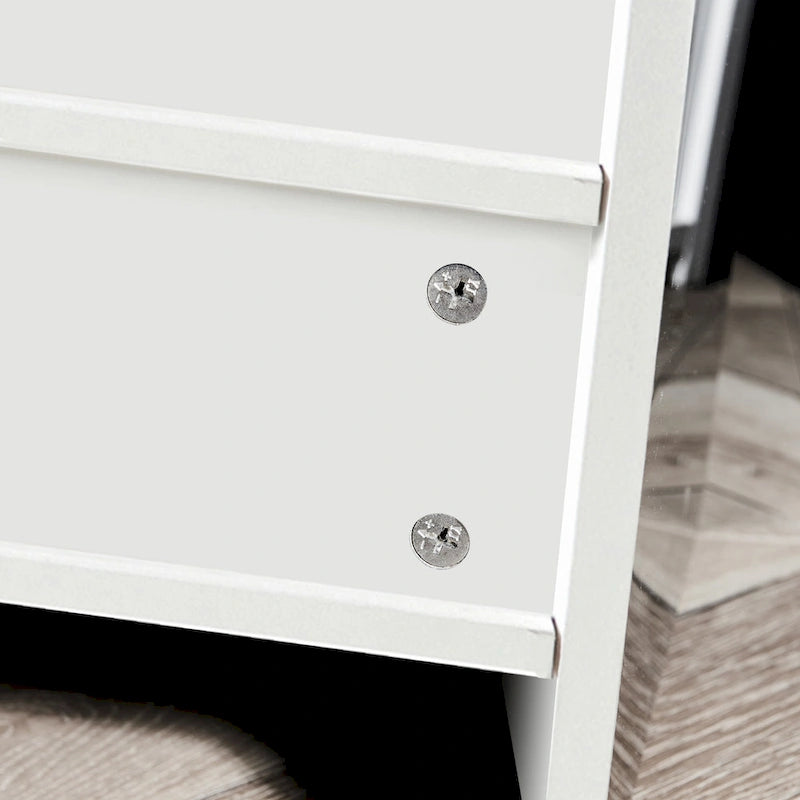 Buffet/Meuble de rangement laqué brillant Blanc/Blanc+Gris/Noir avec 3 portes, casier ouvert et lumières LED (16 couleurs, télécommande)