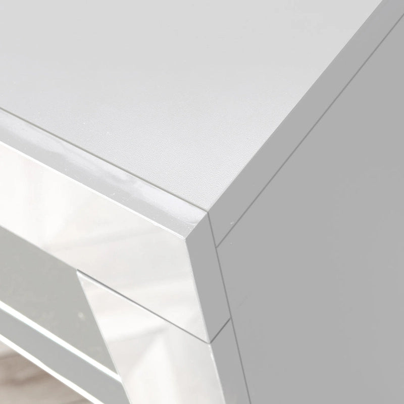 Buffet/Meuble de rangement laqué brillant Blanc/Blanc+Gris/Noir avec 3 portes, casier ouvert et lumières LED (16 couleurs, télécommande)