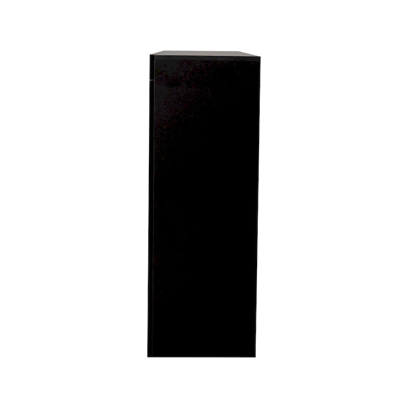 Buffet/Meuble de rangement laqué brillant Blanc/Blanc+Gris/Noir avec 3 portes, casier ouvert et lumières LED (16 couleurs, télécommande)