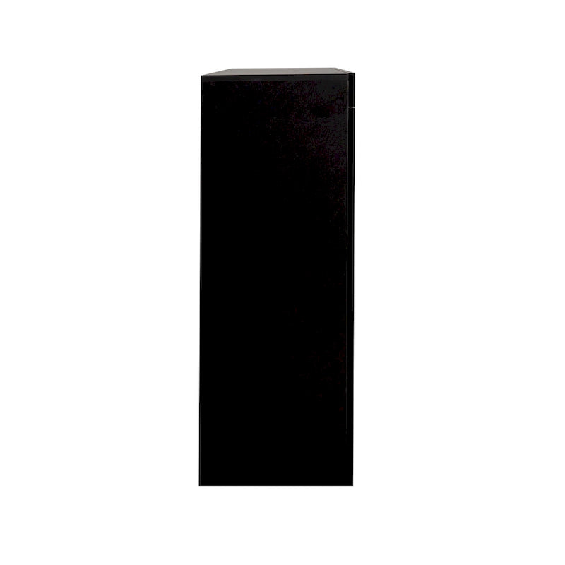 Buffet/Meuble de rangement laqué brillant Blanc/Blanc+Gris/Noir avec 3 portes, casier ouvert et lumières LED (16 couleurs, télécommande)