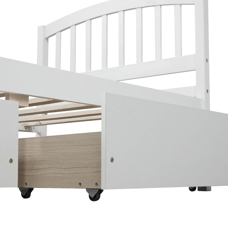 Lit plateforme double en bois avec tête de lit, 2 tiroirs de rangement et 10 lattes, coloris expresso/blanc/gris/noyer, pour 1 personne