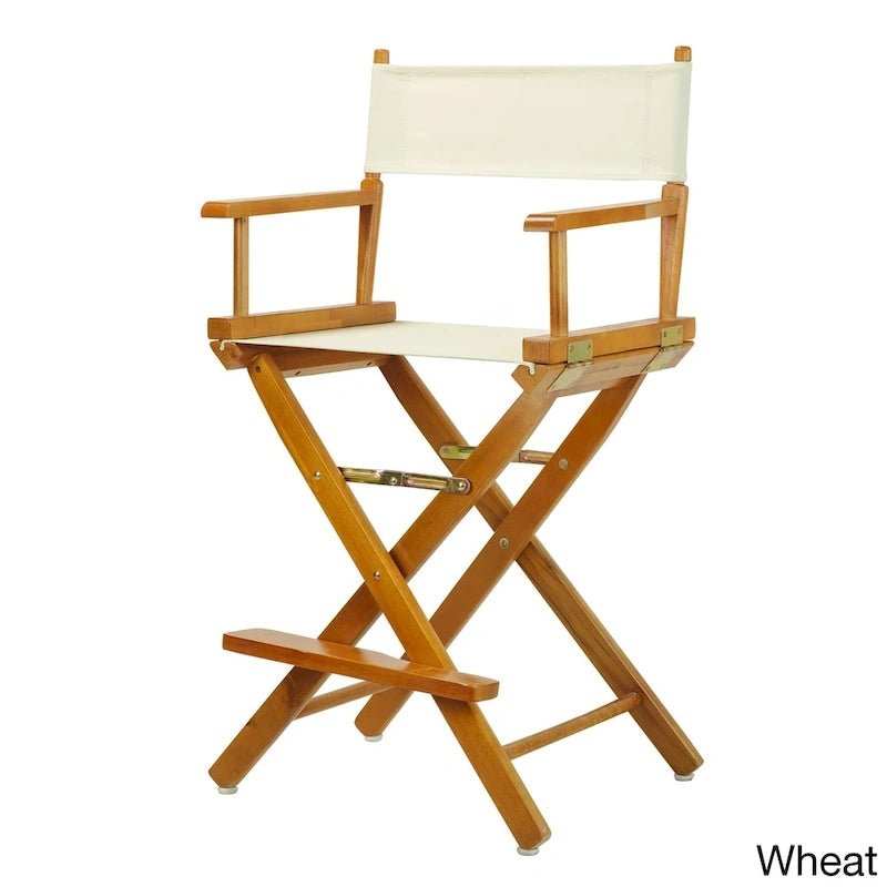 Chaise de réalisateur pliante, hauteur comptoir, bois massif, 1 place, plusieurs coloris