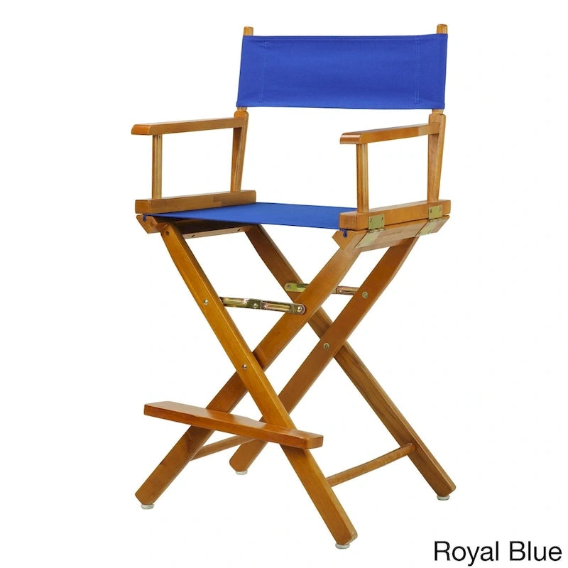 Chaise de réalisateur pliante, hauteur comptoir, bois massif, 1 place, plusieurs coloris