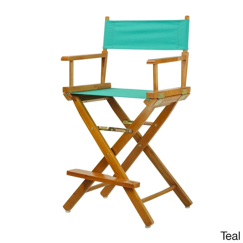 Chaise de réalisateur pliante, hauteur comptoir, bois massif, 1 place, plusieurs coloris