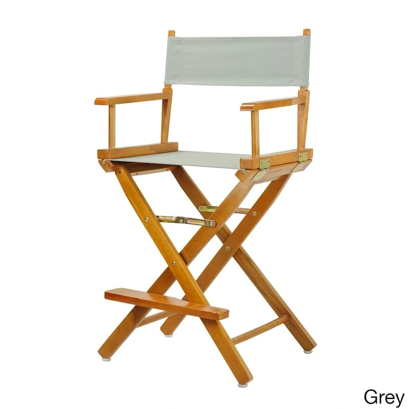 Chaise de réalisateur pliante, hauteur comptoir, bois massif, 1 place, plusieurs coloris