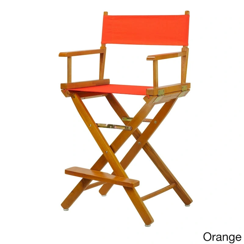 Chaise de réalisateur pliante, hauteur comptoir, bois massif, 1 place, plusieurs coloris