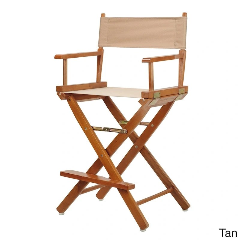Chaise de réalisateur pliante, hauteur comptoir, bois massif, 1 place, plusieurs coloris