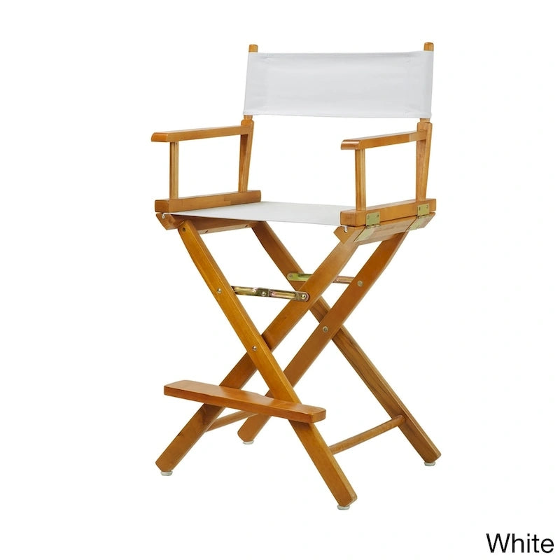 Chaise de réalisateur pliante, hauteur comptoir, bois massif, 1 place, plusieurs coloris