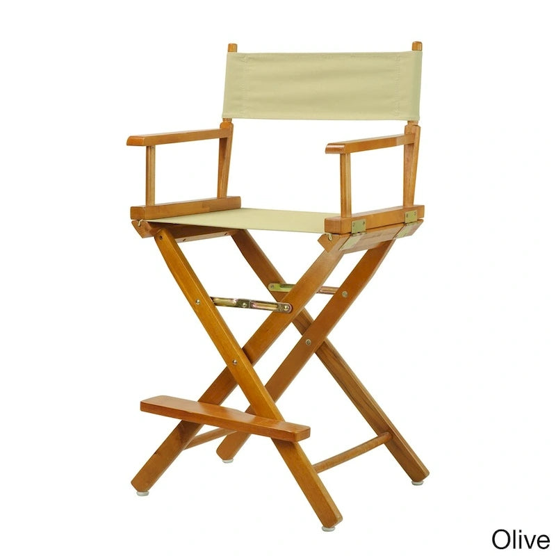Chaise de réalisateur pliante, hauteur comptoir, bois massif, 1 place, plusieurs coloris