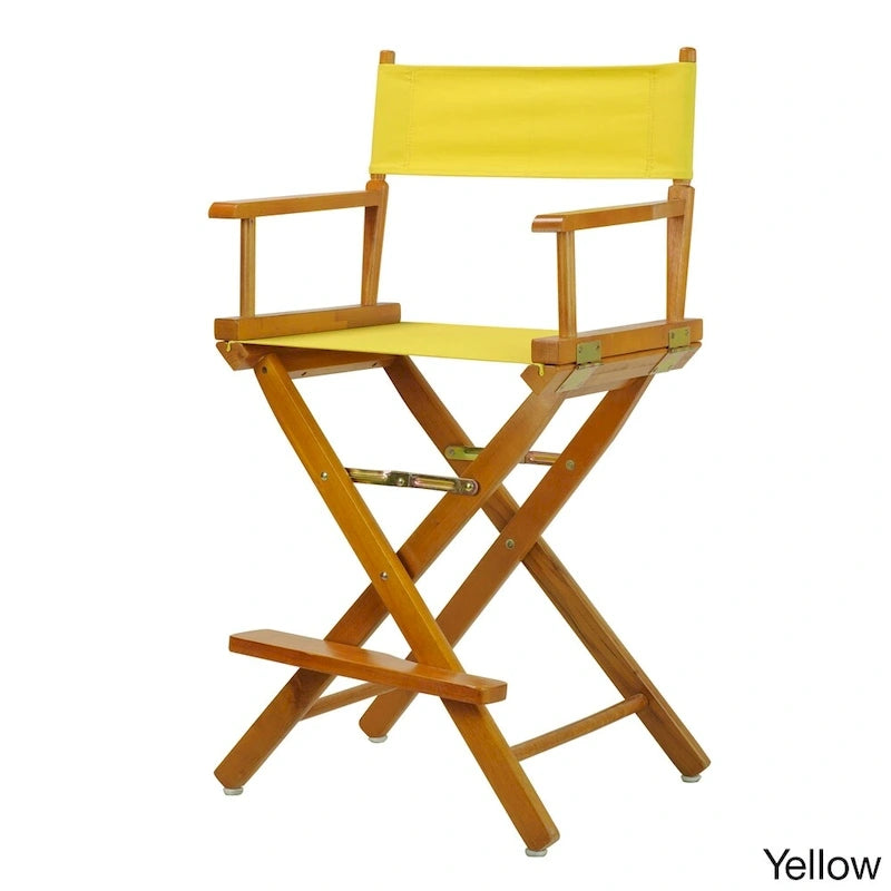 Chaise de réalisateur pliante, hauteur comptoir, bois massif, 1 place, plusieurs coloris