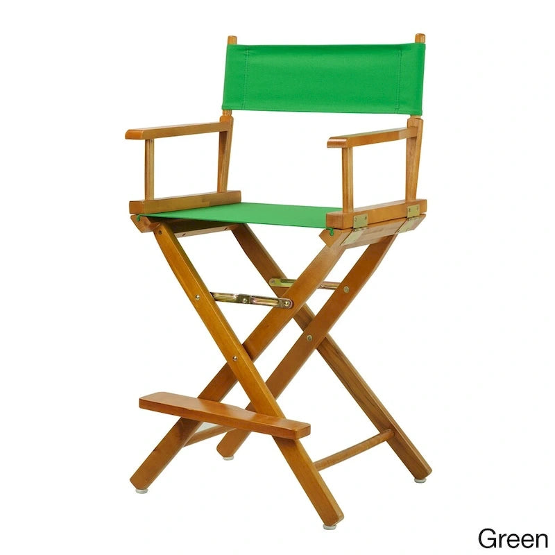 Chaise de réalisateur pliante, hauteur comptoir, bois massif, 1 place, plusieurs coloris
