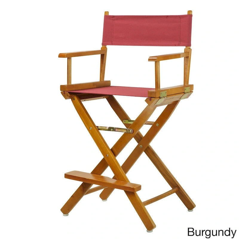 Chaise de réalisateur pliante, hauteur comptoir, bois massif, 1 place, plusieurs coloris
