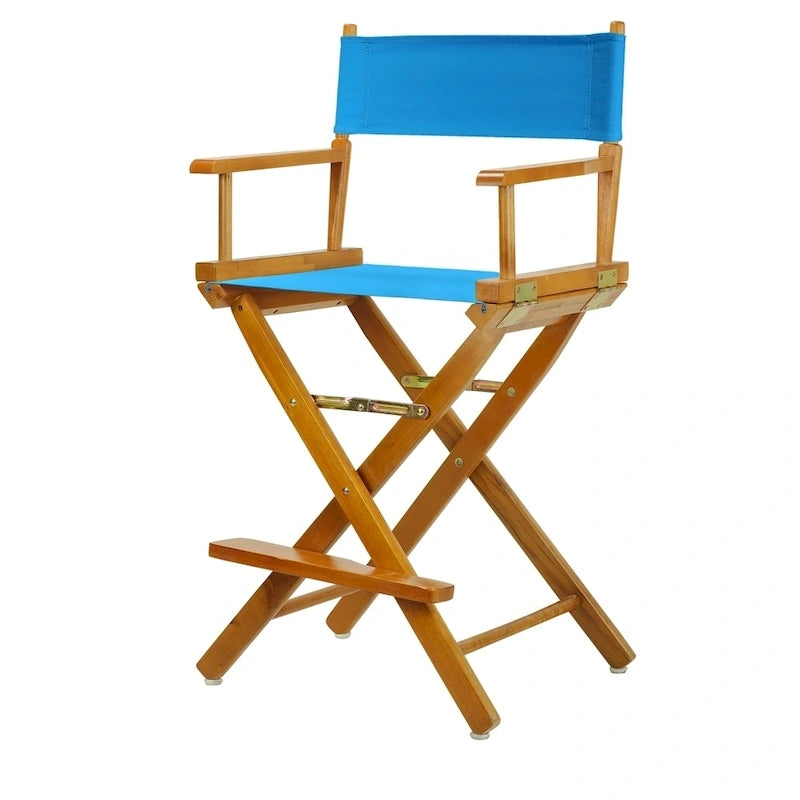 Chaise de réalisateur pliante, hauteur comptoir, bois massif, 1 place, plusieurs coloris