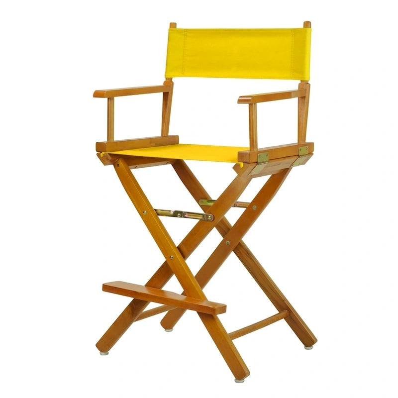 Chaise de réalisateur pliante, hauteur comptoir, bois massif, 1 place, plusieurs coloris