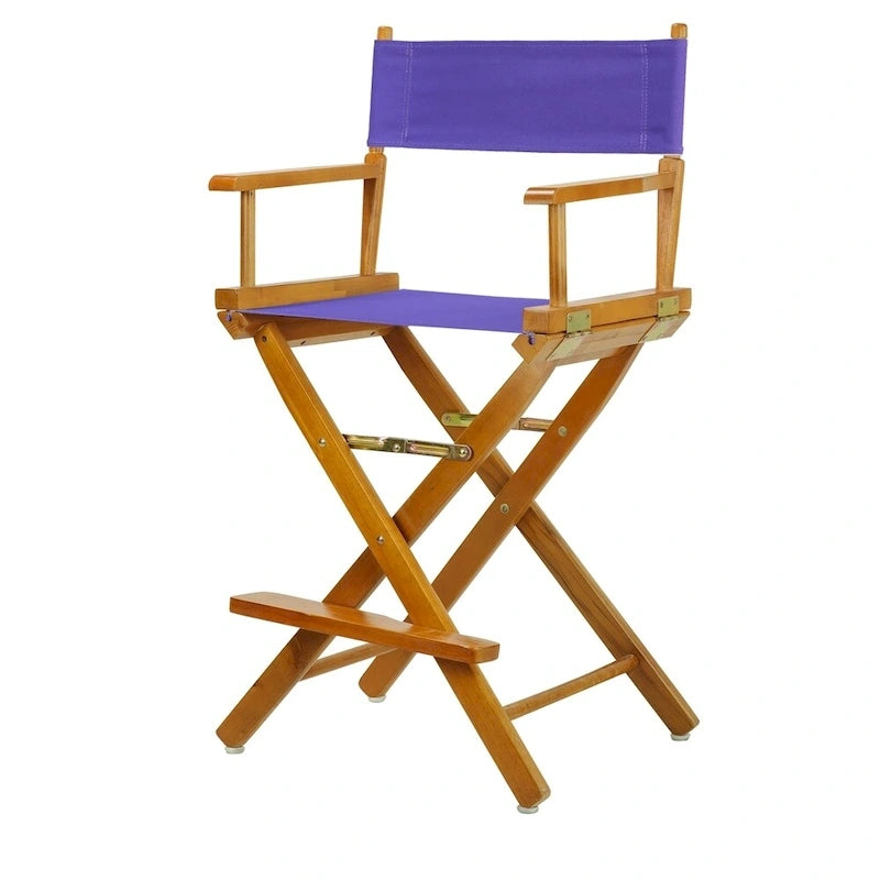 Chaise de réalisateur pliante, hauteur comptoir, bois massif, 1 place, plusieurs coloris