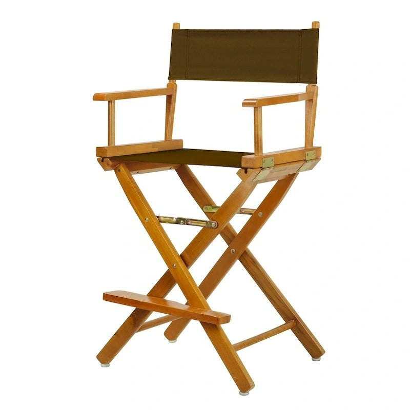 Chaise de réalisateur pliante, hauteur comptoir, bois massif, 1 place, plusieurs coloris