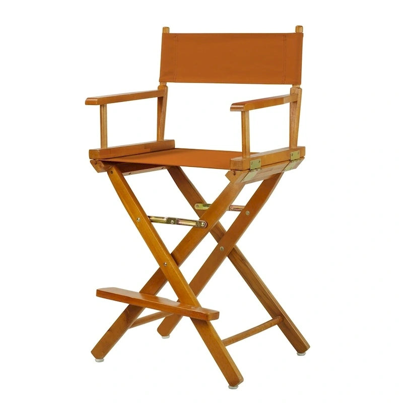 Chaise de réalisateur pliante, hauteur comptoir, bois massif, 1 place, plusieurs coloris