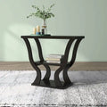 Console de salon transitionnelle expresso avec étagère ouverte et profil effilé, 99 cm