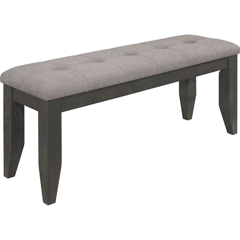 Banc de salle à manger capitonné rétro gris/noyer avec cadre en bois massif, pour 2-3 personnes