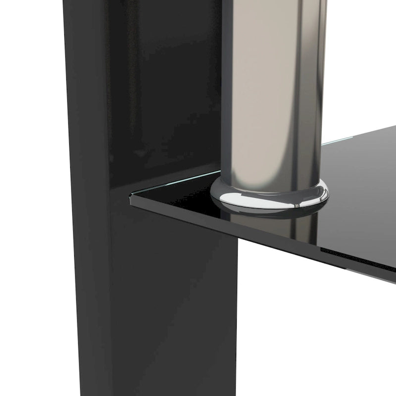 Table basse rectangulaire double couche en verre noir avec cadre en métal