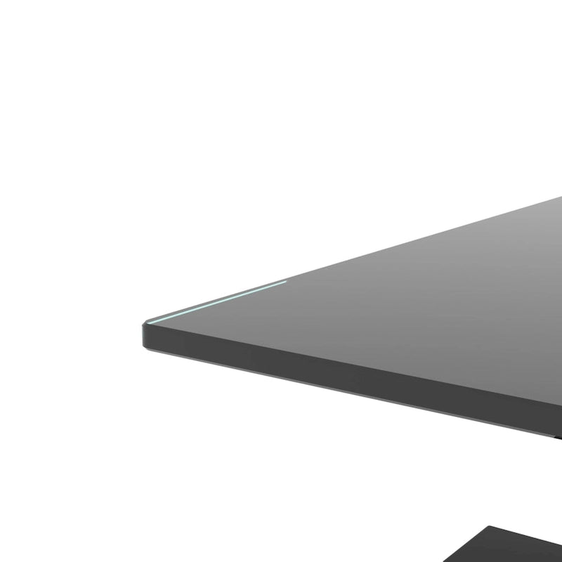 Table basse rectangulaire double couche en verre noir avec cadre en métal