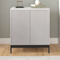 Meuble de rangement d'appoint en MDF, largeur 28 po, blanc/blanc aulne/grain noir, avec 2 portes battantes, tablette réglable et découpe pour la gestion des câbles