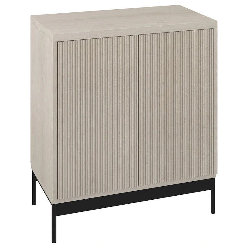 Meuble de rangement d'appoint en MDF, largeur 28 po, blanc/blanc aulne/grain noir, avec 2 portes battantes, tablette réglable et découpe pour la gestion des câbles