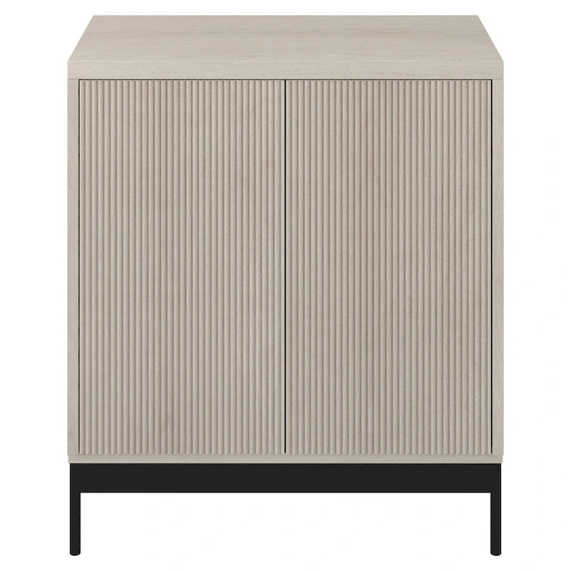 Meuble de rangement d'appoint en MDF, largeur 28 po, blanc/blanc aulne/grain noir, avec 2 portes battantes, tablette réglable et découpe pour la gestion des câbles