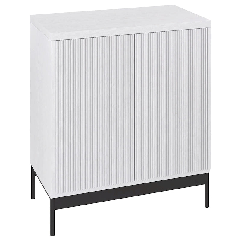 Meuble de rangement d'appoint en MDF, largeur 28 po, blanc/blanc aulne/grain noir, avec 2 portes battantes, tablette réglable et découpe pour la gestion des câbles